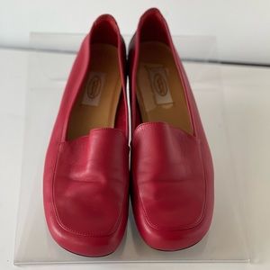 Talbots Red Leather Loafer Flats Slip On Shoes Andy Office Shoes, Sz 7.5M